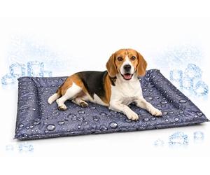 Flamingo Manta refrescante para Perros - Ideal como Alternativa Piscina Perros - Cama refrescante Drop Gris M - 76x66x6 cm - Gel - Plegable