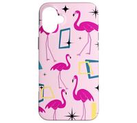 Flamingo Midcentury Mid Century Retro Geometric Modern Carcasa para iPhone 16 Plus