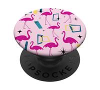 Flamingo Midcentury Mid Century Retro Geometric Modern PopSockets PopGrip Adhesivo