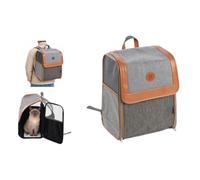 Flamingo Mochila para gatos - perros - Tanana gris - 35 x 25 x 42 cm - poliéster resistente - fondo extraíble - malla de ventilación - correas acolchadas ajustables