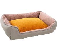 Flamingo Oddi Rectangular Ochre Dog Bed, 80 x 67 x 22 cm, Removable Cover with Zip - Washable - Non-Slip Bottom