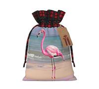 Flamingo On Beach - 1 bolsa de material duradero de 8.3 x 11.8 pulgadas con cordón para regalo elegante de Halloween