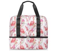 Flamingo Orchids - Bolsa deportiva para mujeres, hombres y niños, Kirls Flamingo Flower Weekend Overnight Bags Wet Seperated 21 L Tote Bag for Travel Gym Yoga, color, 21L, Organizador de bolsas
