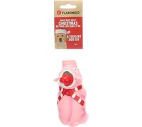 Flamingo Perro Juguete - de Navidad - Ishaan Cerdito Rosa - 9 cm - Juguete de látex con Sonido gruñido - Diseño Festivo