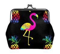 Flamingo Pine Black Mujeres PU Cuero Monederos Niñas Mini Hebilla Monedero Bolsa