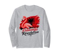 Flamingo Revolución Protesta Naturaleza Bandera Albanesa Manga Larga