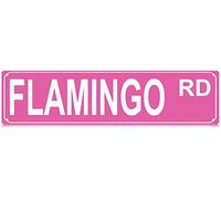 Flamingo Road Rd - Letrero de metal delgado para decoración de pared para casa de campo, bar, garaje, hombre, cueva, regalo de 4 x 16 pulgadas