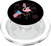 Flamingo Rosa 4 de Julio Bandera Patriótica de EE.UU. PopSockets PopGrip para MagSafe