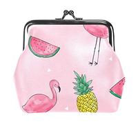 Flamingo sandía Verano Rosa Mujeres PU Cuero monederos niñas Mini Hebilla Monedero Bolsa