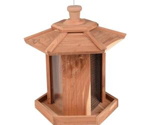 Flamingo SILO ALIMENTADOR para PAJAROS Semillas Y NUECES ARDA Madera DE Cedro 27,5x23x27,5CM