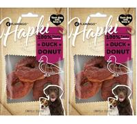 Flamingo Snack Hapki Donut con Pato - 95 g - Delicia Natural para Perros - Ideal para Beagle, Bulldog Francés, Schnauzer Miniatura, Cocker Spaniel y Shih Tzu (Paquete de 2)