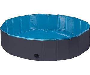 Flamingo Splash Pool Round Blue & Dark Grey - 120 x 120 x 30 cm - Non-Slip Inside - Foldable - Easy to Install and Store