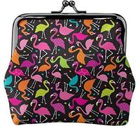Flamingo Summer Colorful Tropical Birds - Monedero de cuero para mujer, pequeño bolso de cambio con cierre de beso y hebilla para regalo para niña, Como se muestra en la imagen, Talla única,