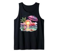 Flamingo Sunset Paradise Bajo El Paraguas Rosa Camiseta sin Mangas