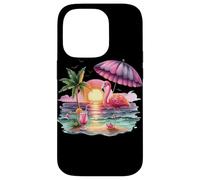 Flamingo Sunset Paradise Bajo El Paraguas Rosa Carcasa para iPhone 14 Pro