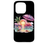 Flamingo Sunset Paradise Bajo El Paraguas Rosa Carcasa para iPhone 15 Pro