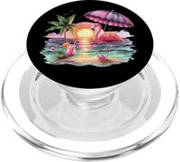 Flamingo Sunset Paradise Bajo El Paraguas Rosa PopSockets PopGrip para MagSafe