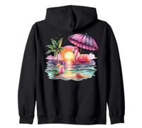 Flamingo Sunset Paradise Bajo El Paraguas Rosa Sudadera con Capucha
