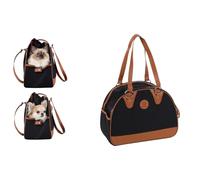 Flamingo Transportín Gato - Perro - Paddie negro - 41 x 19 x 30 cm - poliéster con espuma PU - malla de ventilación - correa de seguridad