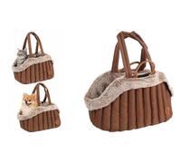 Flamingo Transportín Gato - Perro - Tuke marrón - 49 x 30 x 32 cm - poliéster con relleno de espuma - forro lavable - correa de seguridad
