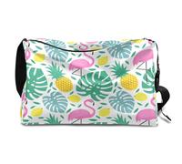 Flamingo Tropical - Bolsa de lona de cuero para hombre, mujer, niños y niñas, diseño de palmera de flamenco, fin de semana, deportes, gimnasio, bolsa de viaje, bolso cruzado de un solo hombro, color,