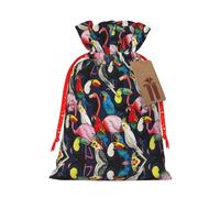 Flamingo Tropical Wildlife Hemp Bundle Bolsa de regalo, bolsas de Navidad, bolsa de regalo para fiestas de Navidad