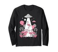 Flamingo UFO Alien Abduction Illustration Sci-Fi Art Graphic Manga Larga