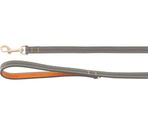 Flamingo Virginia Dog Lead Grey 130 cm 15 mm - The Carabiner has a Matt Gold Finish - with Ring for Accessories