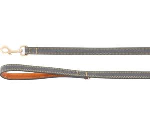 Flamingo Virginia Dog Lead Grey 130 cm 20 mm - The Carabiner has a Matt Gold Finish - with Ring for Accessories