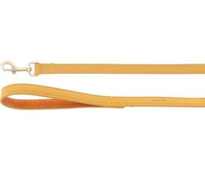 Flamingo Virginia Yellow Dog Lead 130 cm 20 mm - The Carabiner has a Matt Gold Finish - with Ring for Accessories