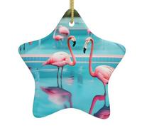 Flamingo Y Piscina Colgante Navideños Adornos con Cuerda Recuerdo para Festiva Decorar Ventana
