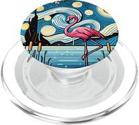 Flamingo Zoo Animal Pink, estilo noche estrellada de Van Gogh PopSockets PopGrip para MagSafe