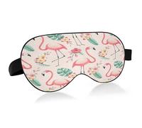 Flamingos and Tropical Flowers Sleep Mask Lightweight Soft Breathable Eye Mask with Adjustable Strap Blackout Eye Mask for Women Men for Travel Night Sleeping