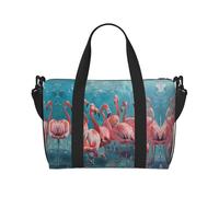 Flamingos - Bolsa de viaje plegable pequeña, bolsa de viaje para fin de semana, gimnasio, hospital, para mujeres y hombres, Black, Talla única
