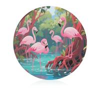Flamingos in The Mangroves - Tabla de cortar resistente a los arañazos, tabla de cortar portátil, tabla de cortar redonda de vidrio para cocina, picnic al aire libre, 7.9 pulgadas