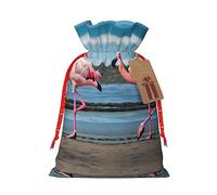 Flamingos On The Beach - Bolsas de regalo de arpillera con cordón, para Navidad, cumpleaños y celebraciones de aniversario