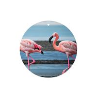 Flamingos On The Beach - Juego de ambientador colgante, tarjetas redondas de fragancia de lavanda para interiores de automóviles, paquete de 10/24 tarjetas