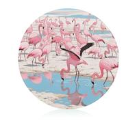 Flamingos on The Beach - Tabla de cortar resistente a los arañazos, tabla de cortar portátil, tabla de cortar redonda de vidrio para cocina, picnic al aire libre, 7.9 pulgadas