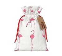 Flamingos On White - 1 bolsa de regalo de Navidad con cordón de 8.3 x 11.8 pulgadas, para regalar en fiestas de vacaciones