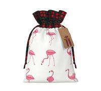 Flamingos On White - 1 bolsa de regalo de Navidad con cordón de 8.3 x 11.8 pulgadas, para regalar en fiestas de vacaciones