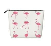 Flamingos On White - Bolsa de maquillaje de cáñamo falso, gran capacidad, bolsa de aseo de viaje, resistente al agua, para mujer