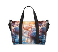 Flamingos Partying - Bolsa de viaje cruzada con cremallera para viajes de fin de semana y compras al gimnasio, Black, Talla única, Bolsa de viaje