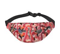 Flamingos Partying - Riñonera ajustable para fiestas, riñonera grande para viajes, unisex, Black, Talla única, Mochila informal