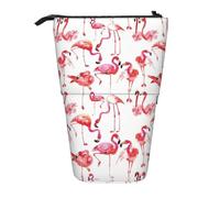Flamingos Print - Estuche telescópico para lápices de pie, papelería, maquillaje, estuche de almacenamiento, Black, Talla única