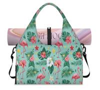Flamingos Tropic Flower - Bolsa de deporte con compartimento para zapatos, fin de semana, bolsa de equipaje para gimnasio, yoga, viajes, color, L, Bolsa de viaje