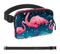 Flamingos under the Starry Sky-798 - Riñonera de estilo unisex: riñoneras de moda, bolsas cruzadas deportivas delgadas a la moda para correr, senderismo, senderismo, mujer, hombre, multicolor, 1.5 x