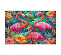 Flamingos y Flores Puzzles 1000 Piezas Construir Maquetas Detalladas Vibrant Flamingos Rompecabezas para Adultos Desafío Intelectual Juguete Educativo 3D Moderno 1000 PCS