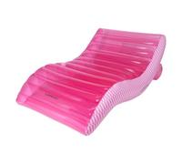 Flamingueo Colchoneta Piscina - Tumbona Hinchable - con Posavasos - PVC Resistente - Diseño Rayas - Válvula Doble - Rosa