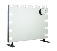 Flamingueo Espejo Maquillaje con Luz - 14 LED - 3 Modos de Luz - Intensidad Ajustable - Control Táctil - Puerto USB - Espejo Aumento Incluido - Vanity Mirror - Negro - 58x15x51cm