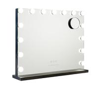 Flamingueo Espejo Maquillaje con Luz - 15 LED - 3 Modos de Luz - Intensidad Ajustable - Control Táctil - Puerto USB - Espejo con Aumento Incluido - Vanity Mirror - Negro - 58x12x48cm